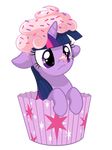  alpha_channel animal_ears cupcake_wrapper cute equine eyelashes female friendship_is_magic frosting hair horn horse multi-colored_hair my_little_pony plain_background pony purple_body purple_eyes sprinkles transparent_background twilight_sparkle_(mlp) 