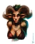  anthro big_breasts blush breasts caprine cum cum_on_breasts cum_on_face drunk eyes female goat horn invalid_tag looking_at_viewer mammal neurodyne nipples plain_background smile solo stoned white_background 