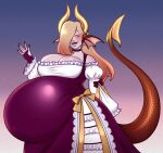 animal_humanoid bow_(clothing) busty_boy_(lore) classy clothed clothing dragon dragon_humanoid dress estelle_(wellbredkitsune) fancy_clothing gesture gynomorph hi_res humanoid hyper hyper_pregnancy intersex looking_at_viewer mythological_creature mythological_scalie mythology noble pregnant pregnant_humanoid scalie scalie_humanoid solo tail vampire waving waving_at_viewer wellbredkitsune