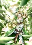  blonde_hair breasts cleavage elf green_eyes highres large_breasts leaf leafa pointy_ears solo sword_art_online yuuki_nagisa 