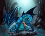  anal anal_masturbation anal_penetration ass_up autopenetration blue_body blue_dragon blue_theme cave cum cumshot detailed_background dragon dripping erection feral green_eyes hands-free knot looking_at_viewer male masturbation muscles nude orgasm penetration penis pose scalie solo starsoul tail_sex water wings 