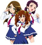  bow brown_hair character_request extra green_eyes hair_bow long_hair mizuki_makoto multiple_girls nanairogaoka_middle_school_uniform necktie precure purple_hair school_uniform smile_precure! twintails wakayama_chinatsu 