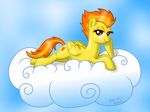  cloud clouds cutie_mark equine female feral friendship_is_magic hair horse mammal multi-colored_hair my_little_pony orange_eyes orange_hair pegasus plain_background pony smile solo spitfire_(mlp) two_tone_hair wings wonderbolts_(mlp) yellow_body 