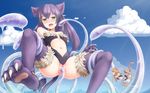  agarest_senki agarest_senki_(series) animal_ears arms_behind_back blush breasts brown_hair cat_ears cat_tail claws cloud day green_eyes highres long_hair multiple_girls navel open_mouth purple_hair pussy pussy_juice restrained ricegnat saliva sky small_breasts spread_legs tail tears tentacle_sex tentacles thighhighs uncensored vaginal 