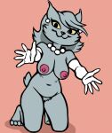 2026 anthro armwear breasts cheek_tuft clothing colored elbow_gloves facial_tuft felid feline female full-length_portrait gem genitals gloves gloves_only grey_body handwear handwear_only jewelry kneeling lady_lynx looking_at_viewer lynx mammal mostly_nude necklace nipples pearl_(gem) pearl_necklace portrait pubes reaching_towards_viewer redout simple_background slylock_fox_and_comics_for_kids smile solo third-party_edit tuft vulva