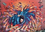  1boy absolute_dc absolute_superman afterimage black_hair bodysuit dc_comics extra_arms hitting jab juaneferreyra male_focus muscular muscular_male punching rapid_punches red_eyes smear_frame solo superhero_costume superman superman_(absolute_dc) 