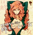  areolae arms_behind_head bodysuit breasts brown_eyes brown_hair center_opening copyright_name heart hosoime large_breasts lips lipstick long_hair looking_at_viewer lupin_iii lupin_the_third:_mine_fujiko_to_iu_onna makeup mine_fujiko nipple_slip nipples open_clothes solo unzipped 