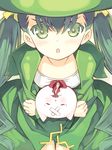  :o green green_eyes green_hair hat holding kurasuke long_hair looking_at_viewer original solo twintails v-shaped_eyebrows witch witch_hat 