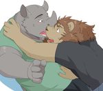  anthro blush chubby duo feline gay imminent_kissing invalid_tag kemono lion male mammal rhinoceros t-rain train_(artist) 