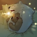  anthro bear bed blush chubby cub cuddling cute duo firefly hokkyoku_kuma kemono male mammal polar_bear size_difference sleeping war_paint young 