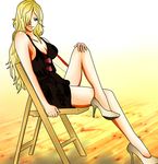  1girl blonde_hair breasts chair cleavage domino_(one_piece) high_heels long_hair one_piece ruka-chi shoes solo sunglasses 