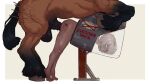  1girl absurdres animal animal_penis ass_ripple bestiality blush body_writing breeding_mount commentary dark-skinned_female dark_skin ebonyxh english_commentary english_text eylin_eyla_(ebonyxh) freckles from_side hetero highres horse horse_penis mounting nude open_mouth original penis restrained rolling_eyes scar scar_on_ass scar_on_leg sex sex_from_behind short_hair simple_background size_difference stationary_restraints sweat tally testicles tiptoes tongue tongue_out uncensored veins white_background white_hair yellow_background yellow_eyes yellow_nails 
