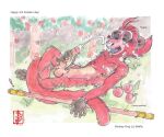 anthro bodily_fluids cum cumshot ejaculation fennec_(artist) food foreskin fruit genital_fluids genitals haplorhine journey_to_the_west male mammal masturbation monkey monkey_king_(netflix) netfix_animation nude peach_(fruit) penis plant primate ruyi_jingu_bang sentient_artifact sentient_weapon solo sun_wukong the_monkey_king