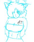  anthro belly black blue_and_white breasts cleavage clothing cute female hair monochrome mouse original_character rodent shirt sketch skirt utaurule 