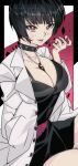  1girl breasts choker collar doctor highres jewelry kinakomochi_(user_vedc2333) lab_coat large_breasts necklace persona persona_5 persona_5_the_royal solo spiked_choker spikes studded_choker studded_collar takemi_tae 