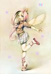  animal_ears bug butterfly fluttershy full_body highres insect inuki_(aruurara) long_hair my_little_pony my_little_pony_friendship_is_magic personification pink_hair pleated_skirt sandals skirt solo sweater wings 