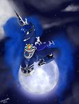  blue_eyes blue_fur blue_hair cape cutie_mark ear_piercing equine female feral friendship_is_magic fur hair horn mammal moon my_little_pony piercing princess_luna_(mlp) royalty siberwar solo winged_unicorn wings 