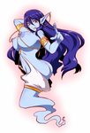  armband armlet ass blue_skin breasts chain genie huge_breasts jewelry long_hair magi_the_labyrinth_of_magic navel_piercing nipple_piercing nipples paimon piercing pointy_ears purple_eyes purple_hair smile solo soubee1 twisted_torso 