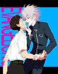  bad_id bad_pixiv_id brown_hair chin_grab evangelion:_3.0_you_can_(not)_redo grey_hair hosaka_dx ikari_shinji imminent_kiss male_focus multiple_boys nagisa_kaworu neon_genesis_evangelion rebuild_of_evangelion surprised wrist_grab yaoi 