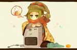  bad_id bad_pixiv_id electric_plug food fruit goggles green_hair gumi haru_(oomr005) hat heater highres ice_cream orange scarf solo thought_bubble vocaloid 