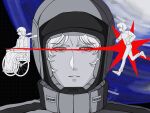  2boys aeug book char_aznable earth_(planet) gundam helmet highres holding holding_book kamille_bidan mecha_pilot_suit military_uniform multiple_boys normal_suit_(gundam) planet quattro_bajeena running space tomori_151 vegetative_state wheelchair zeta_gundam 