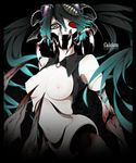  bad_id bad_pixiv_id black_hair bow breasts calne_ca crustacean hair_bow hatsune_miku heterochromia highres isopod large_breasts long_hair looking_at_viewer mandibles nato-kun nipples open_clothes orio_(oriririri) red_eyes robot_joints solo twintails very_long_hair vocaloid 