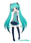  blue_eyes green_hair hatsune_miku headphones long_hair mamoru_(arizona) solo thighhighs twintails very_long_hair vocaloid 