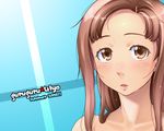  2008 bare_shoulders blush brown_eyes brown_hair close-up kawada_tomoko kimi_kiss lips sakura_kotetsu solo wallpaper 