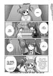  ahoge blush blush_stickers closed_eyes comic greyscale hard_translated lyrical_nanoha mahou_shoujo_lyrical_nanoha_strikers mikage_takashi military military_uniform monochrome multiple_girls side_ponytail takamachi_nanoha translated tsab_ground_military_uniform uniform vivio 