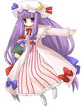  bad_id bad_pixiv_id blue_bow book bow closed_mouth expressionless grimoire hair_bow holding jitome looking_at_viewer outstretched_arm patchouli_knowledge pink_bow pink_hair purple_eyes purple_hair simple_background solo touhou white_background yuzuki_(yuduame) 