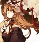  bad_id bad_pixiv_id brown_eyes brown_hair dress gloves long_hair ribbon riku_(wana) solo touhou umbrella yakumo_yukari 