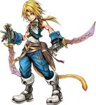  dagger dissidia_final_fantasy dual_wielding final_fantasy final_fantasy_ix full_body holding male_focus nomura_tetsuya official_art solo standing tail transparent_background weapon zidane_tribal 