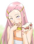  anemone_(eureka_seven) blush eureka_seven eureka_seven_(series) food hair_ornament hairclip long_hair pink_eyes pink_hair sandwich solo ueyama_michirou 