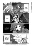  bodysuit closed_eyes comic dieci_(nanoha) facial_mark fingerless_gloves gloves greyscale hard_translated jacket lyrical_nanoha magazine_(weapon) magical_girl mahou_shoujo_lyrical_nanoha_strikers mikage_takashi monochrome multiple_girls numbers'_uniform numbers_(nanoha) open_clothes open_jacket ponytail raising_heart sweatdrop takamachi_nanoha translated twintails white_devil 