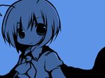  antennae blue blue_background futami_yayoi monochrome short_hair solo touhou wriggle_nightbug 