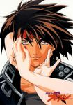  absurdres artist_request black_hair brown_eyes hands headband highres majutsushi_orphen male_focus nail_polish orphen red_nails scan solo 