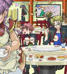  5boys apron character_request everyone kisou_nowora lowres macross macross_frontier multiple_boys multiple_girls oekaki restaurant waitress 