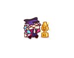  1boy blue_hair gavis_bettel gavis_bettel_(1st_costume) grey_hair hat highres holostars holostars_english keenbiscuit male_focus multicolored_hair pink_hair sitting solo top_hat trophy virtual_youtuber 