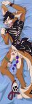 absurd_res anal anal_beads anal_beads_in_ass anal_penetration anthro asrise asrise(artist) back_markings bed bite_mark black-backed_jackal blush body_writing bound bruised canid canine canis collar condom condom_in_mouth dakimakura dakimakura_design femboy filled_condom furniture hi_res highlights_(coloring) jackal legband lying male mammal markings mouth_hold object_in_ass object_in_mouth on_front pawpads penetration scratches sex_toy sex_toy_in_ass sex_toy_insertion sexual_barrier_device shoulder_length_hair solo spanking_mark tally_marks thighband tongue tongue_out white_highlights