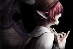  animal_ears bad_id bad_pixiv_id earrings fangs fingernails from_side hair_over_eyes hat jewelry long_fingernails mystia_lorelei nishi_masakazu open_mouth red_hair sharp_fingernails short_hair solo touhou wings 