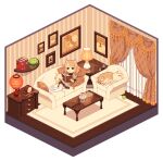  1girl animal_ears animated animated_gif artist_name ball book brown_eyes brown_hair brown_skirt chair chest_of_drawers clock commentary couch cup curtains dav-19 diorama dog dog_ears dog_girl dog_tail english_commentary holding holding_book indoors isometric lamp looping_animation momoko_(dav-19) no_shoes on_couch original picture_frame pillow pixel_art pomeranian_(dog) pompon_(dav-19) reading rug shelf short_hair skirt sleeping solo table tail teacup tennis_ball thighhighs transparent_background turtle white_thighhighs wooden_floor zzz 