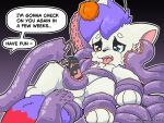 anthro anticipation bound canid canine final_fantasy fox fur hi_res komo_(komolabtests) komolabtests left_alone looking_pleasured male mammal moogle object_in_urethra penetration solo square_enix tail tentacles tongue tongue_out urethral urethral_penetration white_body white_fur