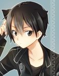  animal_ears black_eyes black_hair cat_ears coat kirito male_focus solo sword_art_online tsukasa_kinako 