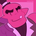  1boy animated animated_gif black_hat closed_mouth colored_skin commentary ed_(undertale_yellow) english_commentary hat highres lemonere looking_at_viewer looping_animation male_focus pink_skin pink_theme pointy_ears smile solo thick_eyebrows underbite undertale undertale_yellow upper_body utdr_(toby_fox) 