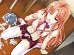  blush chu_shite_agechau game_cg long_hair orange_hair seifuku takamori_sana thighhighs uni8 