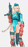  ahoge alternate_costume bad_aspect_ratio blonde_hair blue_eyes blue_leotard braid cammy_white capcom dual_wielding fingerless_gloves garrison_cap gloves gun gunspike halterneck handgun hat holding holster huge_ahoge imi_uzi knee_pads leotard long_hair necktie nishimura_kinu official_art pistol shoulder_holster skorpion_vz._61 solo street_fighter street_fighter_zero_(series) submachine_gun thong_leotard trigger_discipline twin_braids weapon 