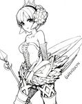  bad_id bad_pixiv_id bare_shoulders dress francisco_valle gwendolyn monochrome odin_sphere polearm solo spear strapless strapless_dress weapon 