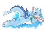2_horns 4_fingers alex_(alexreallytaken) ambiguous_gender anthro armband biped blue_body blue_eyes blue_fur blue_horn butt cheek_tuft claws collar collar_only countershade_fur countershading digital_drawing_(artwork) digital_media_(artwork) dragon facial_tuft fingers fur furred_dragon furred_scalie furred_wings gagaga_ram glistening glistening_butt glistening_eyes head_tuft hi_res horn horn_jewelry horn_ring inner_ear_fluff jewelry looking_at_viewer lying mythological_creature mythological_scalie mythology nude pawpads paws pink_pawpads ring_(jewelry) scalie side_view simple_background skinny_ambiguous skinny_anthro small_wings smile solo tail tail_tuft tapering_tail tuft wings