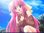  1girl downhill_night emily_(artist) emily_(pure_dream) konosaki_michi long_hair pink_hair purple_eyes ribbon ribbon_hair solo top_(company) 