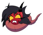 ambiguous_feral ambiguous_gender ambiguous_on_humanoid aquatic asphyxiation bestiality black_hair blush blush_lines bodily_fluids cephalopod choking coleoid cyanosis demon drooling duo eye_roll eyelashes female female_humanoid female_on_feral feral hair hellaverse helluva_boss hi_res horn humanoid humanoid_on_feral imp markings millie_(helluva_boss) mole_(marking) mollusk octopodiform octopus poparc_nsfw red_body red_skin saliva simple_background suckers sweat teeth tentacle_around_neck tentacles tooth_gap white_background yellow_sclera